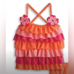 Bitty Baby Girls Tankini Bathing Suit Ruffle Top Size 6